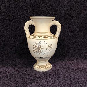 Hand Made in Greece Urn Two Handled braided Vase amfora pottery